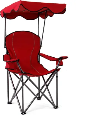 LET'S CAMP Camp Chair with Shade Canopy Folding Camping Recliner Chair with Carry Bag for Outdoor Camping Hiking Beach, Heavy Duty 350 LBS
