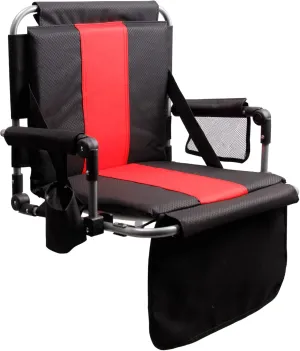 LET'S CAMP Folding Stadium Seat Bleacher Chair with Cup Holder, Mesh Bag and Hide Hooks, Portable Stadium Chair with Back and Cushion
