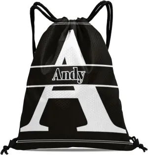 Letter A Drawstring Backpack Bag Sports Waterproof Storage Bags for Gym Yoga Competition Traveling