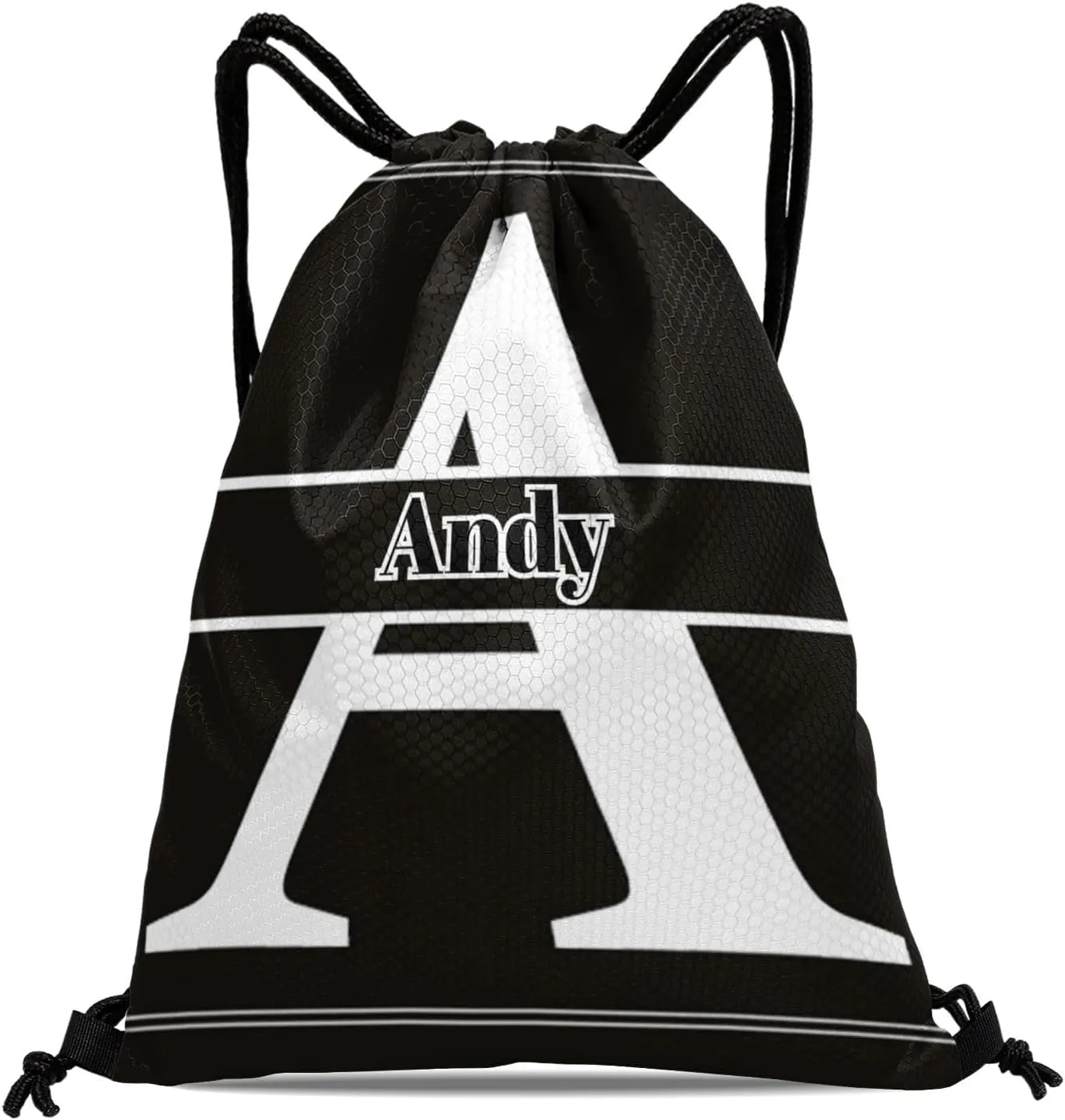 Letter A Drawstring Backpack Bag Sports Waterproof Storage Bags for Gym Yoga Competition Traveling