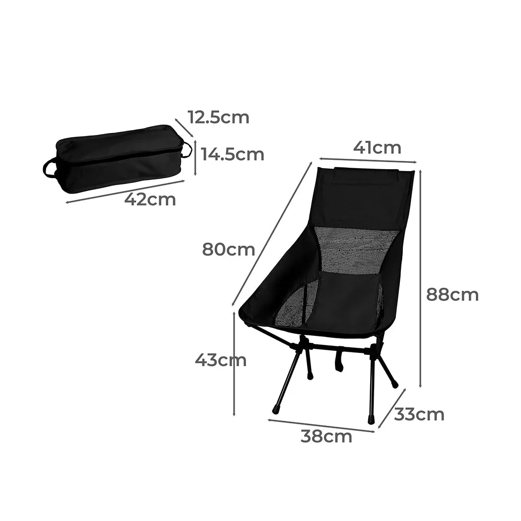 Levede Camping Chair Folding Outdoor Large Black-WA_Metro