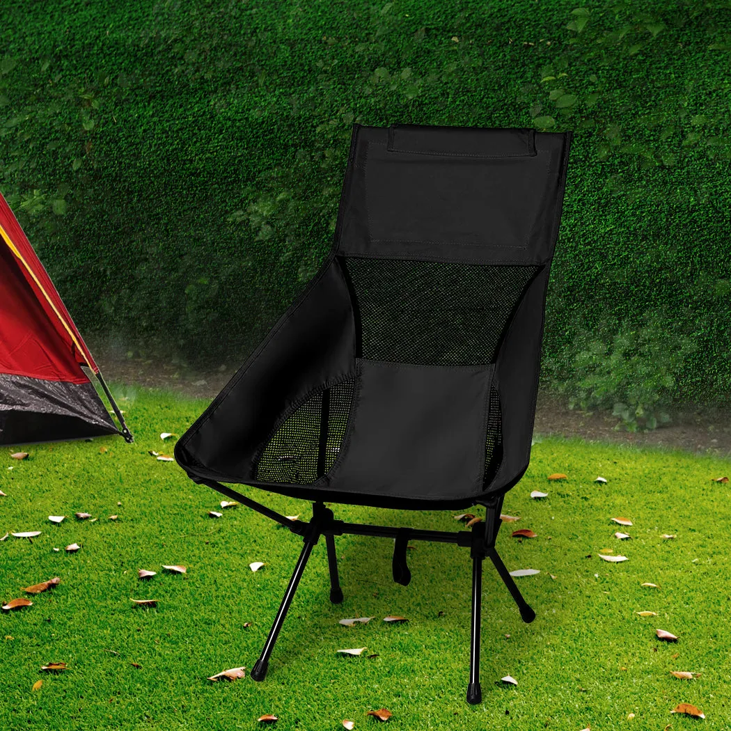 Levede Camping Chair Folding Outdoor Large Black-WA_Metro