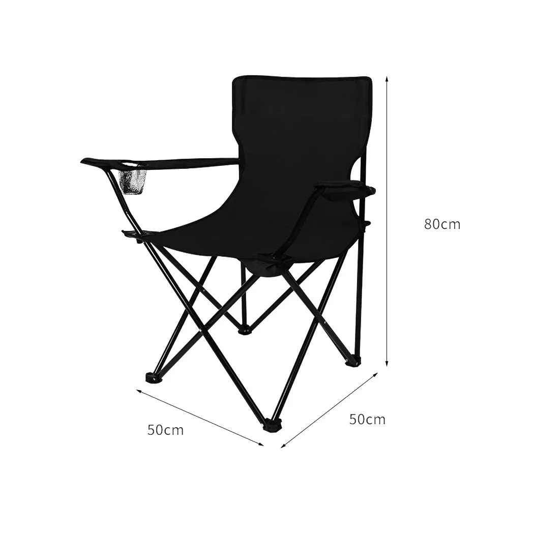 Levede Camping Chairs Folding Arm Foldable Black-NT_Rural