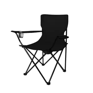 Levede Camping Chairs Folding Arm Foldable Black-NT_Rural