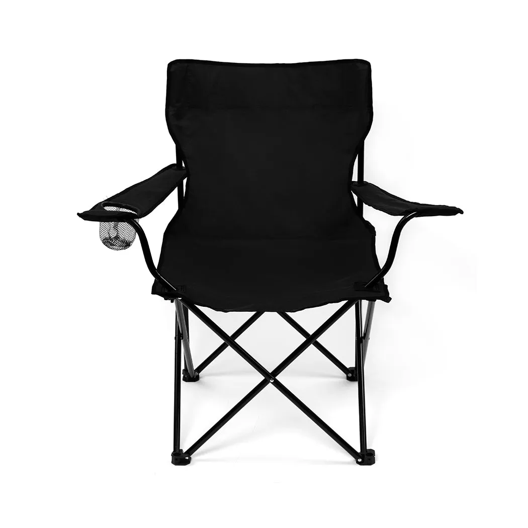 Levede Camping Chairs Folding Arm Foldable Black-NT_Rural