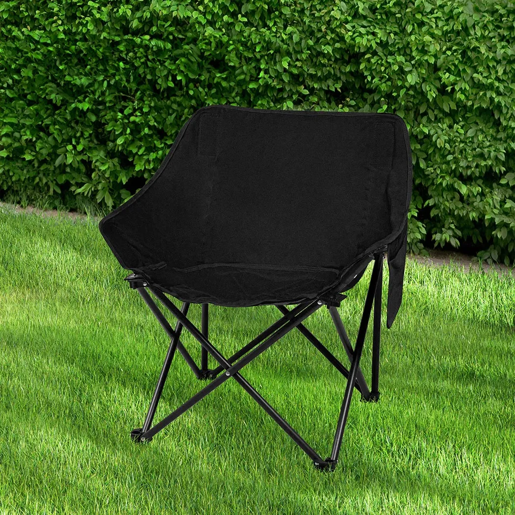 Levede Folding Camping Moon Chair Lightweight Black-VIC_Rural