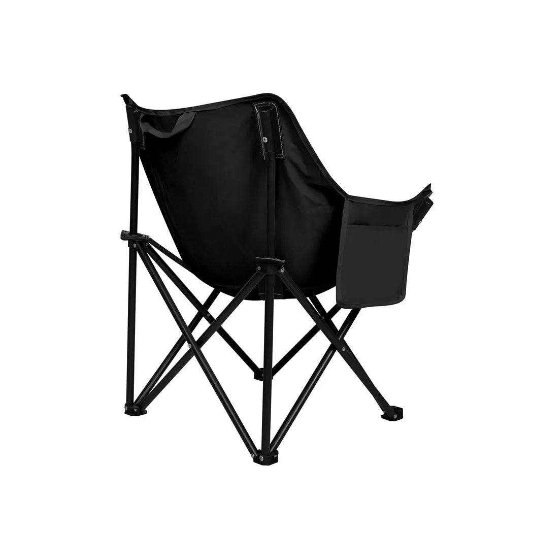 Levede Folding Camping Moon Chair Lightweight Black-VIC_Rural