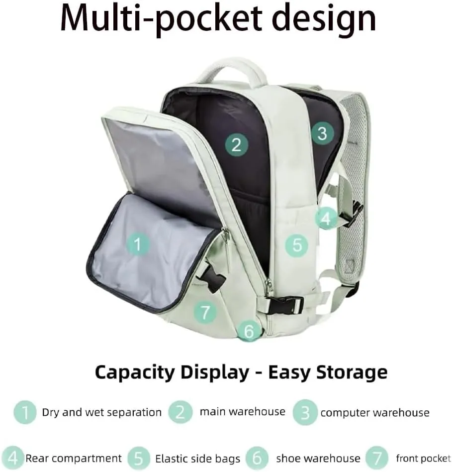 Levettevac Backpack, Levettevac Mochila, Expandable Large Capacity, with Separate Shoe Compartment (Black)