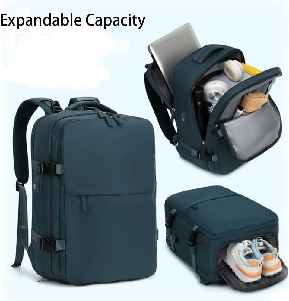 Levettevac Backpack, Levettevac Mochila, Expandable Large Capacity, with Separate Shoe Compartment (Black)