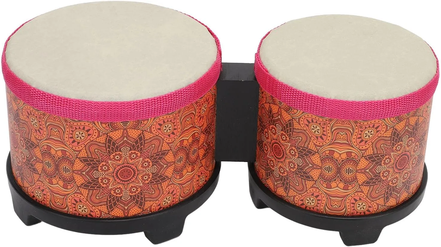 LiebeWH 5 Inch 6 Inch Bongo Drum Set Sturdy Combination Bongo Drum Hand Percussion Instrument for Professionals and Students (Orange Texture), LiebeWHrqga0uv5s8-11