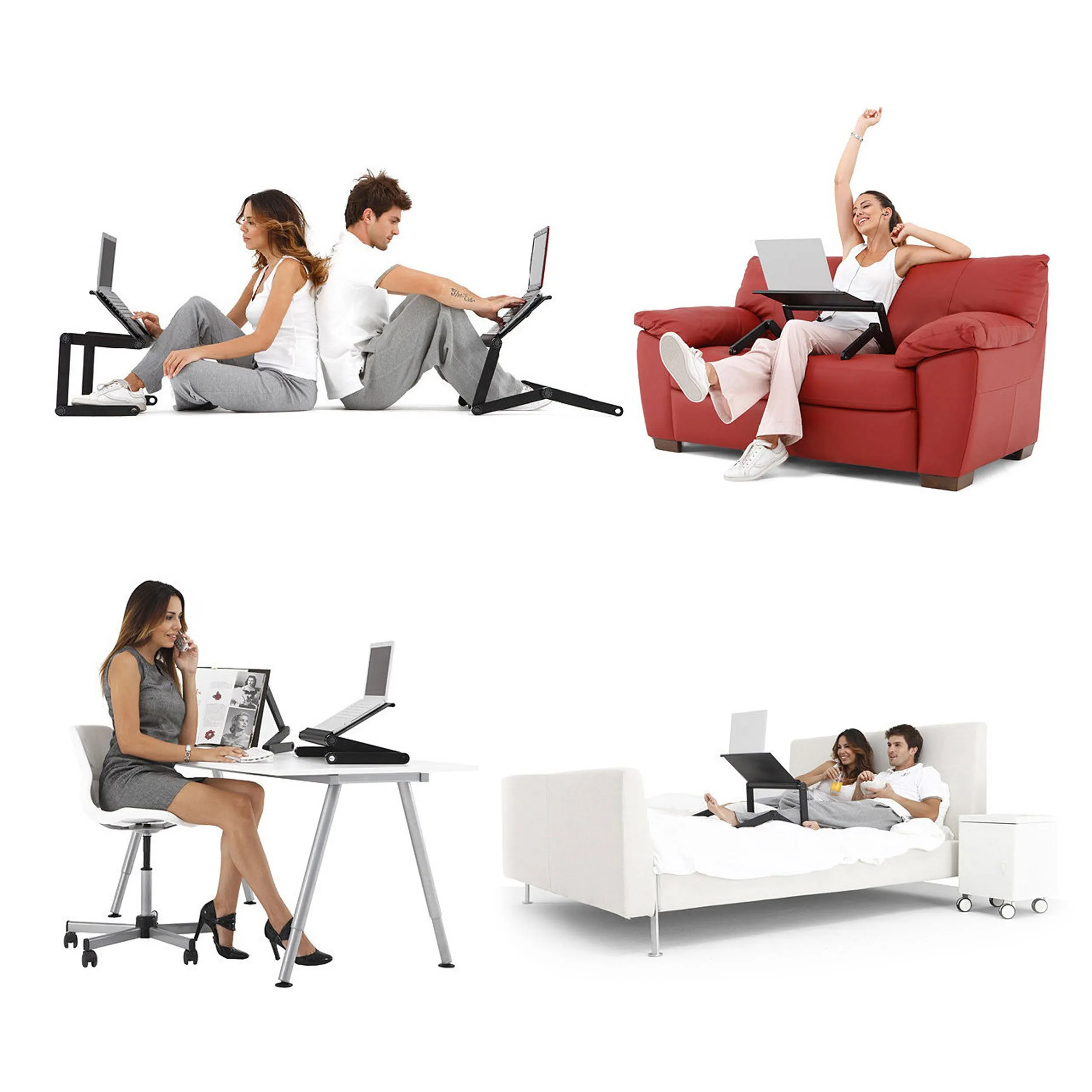 LifeBasis Portable Laptop Desk Lightweight Aluminum Folding Desk Sofa Bed Stand for Notebook MacBook
