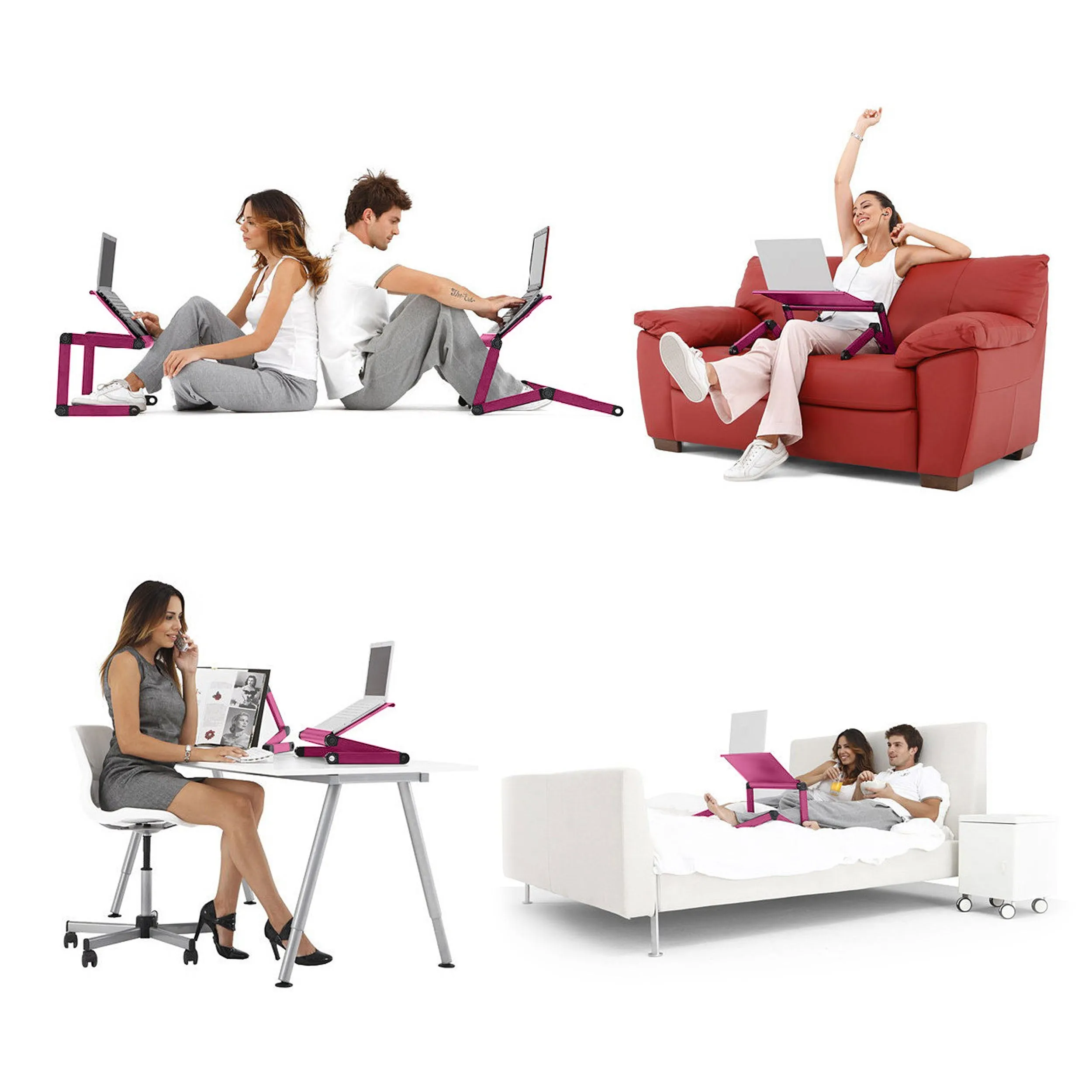 LifeBasis Portable Laptop Desk Lightweight Aluminum Folding Desk Sofa Bed Stand for Notebook MacBook