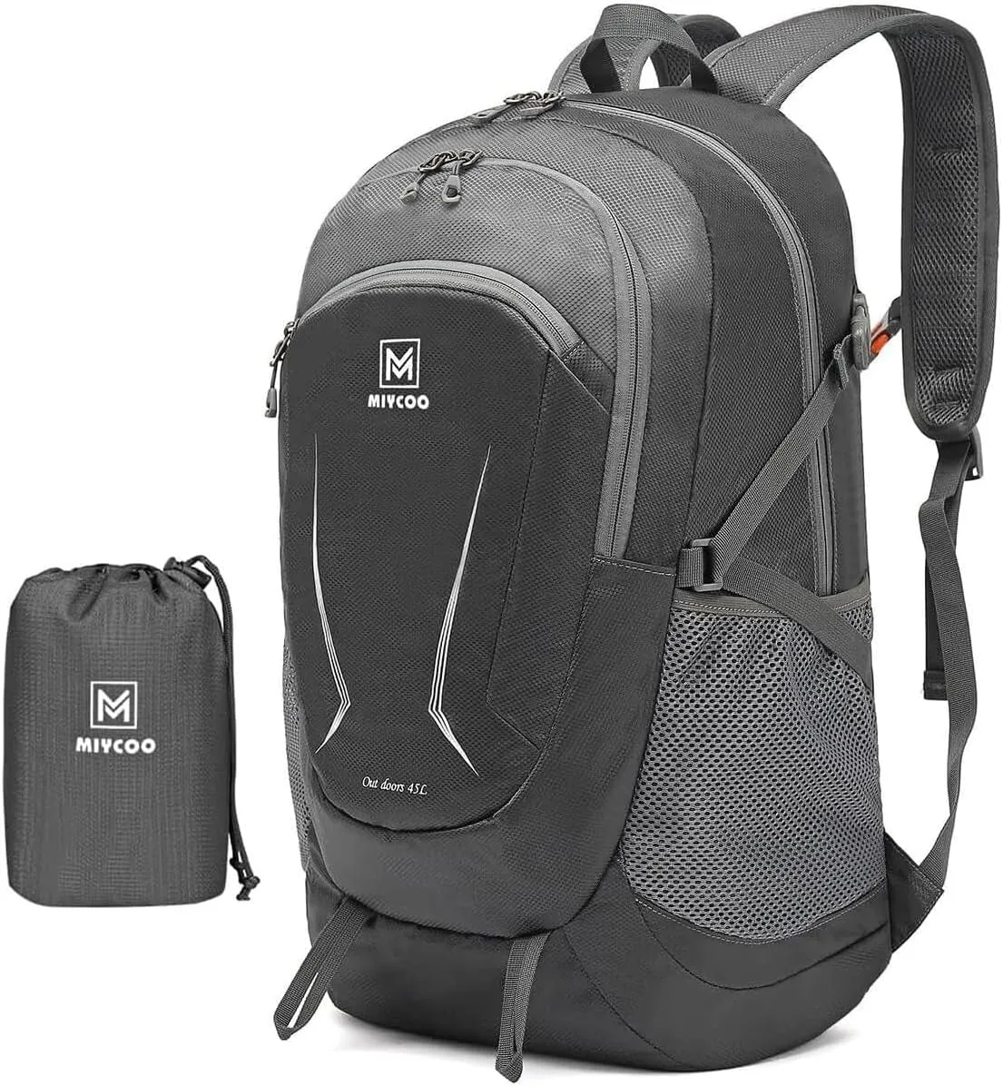 Lightweight Backpack for Men Women - Packable Hiking Travel Backpack - Foldable Outdoor Camping Waterproof Daypack Grey