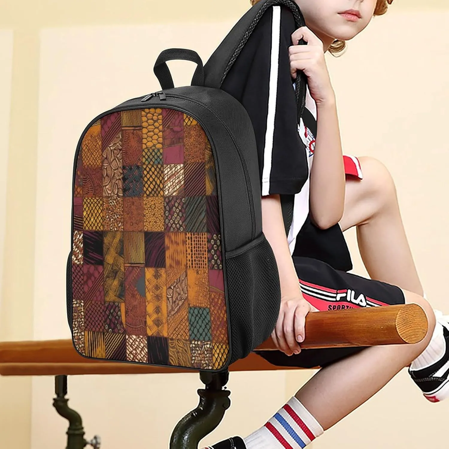 Lightweight Backpacks Cute Travel Bag Durable African Style Patchwork Printing Small Travel Backpack For Women & Men