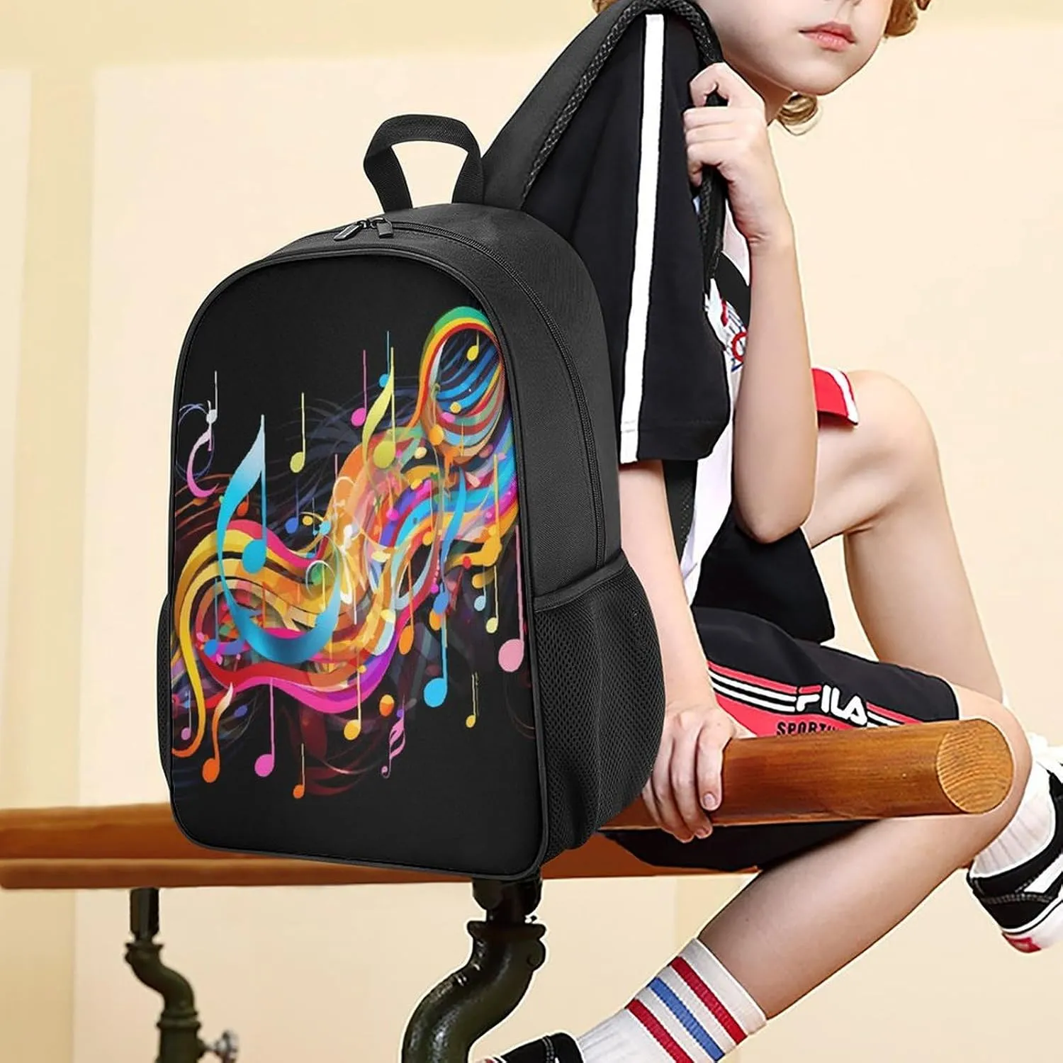Lightweight Backpacks Cute Travel Bag Durable Colorful Musical Note Printing Small Travel Backpack For Women & Men