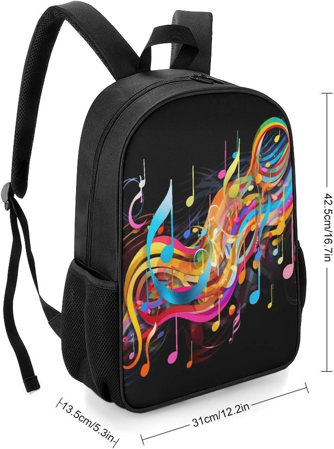 Lightweight Backpacks Cute Travel Bag Durable Colorful Musical Note Printing Small Travel Backpack For Women & Men