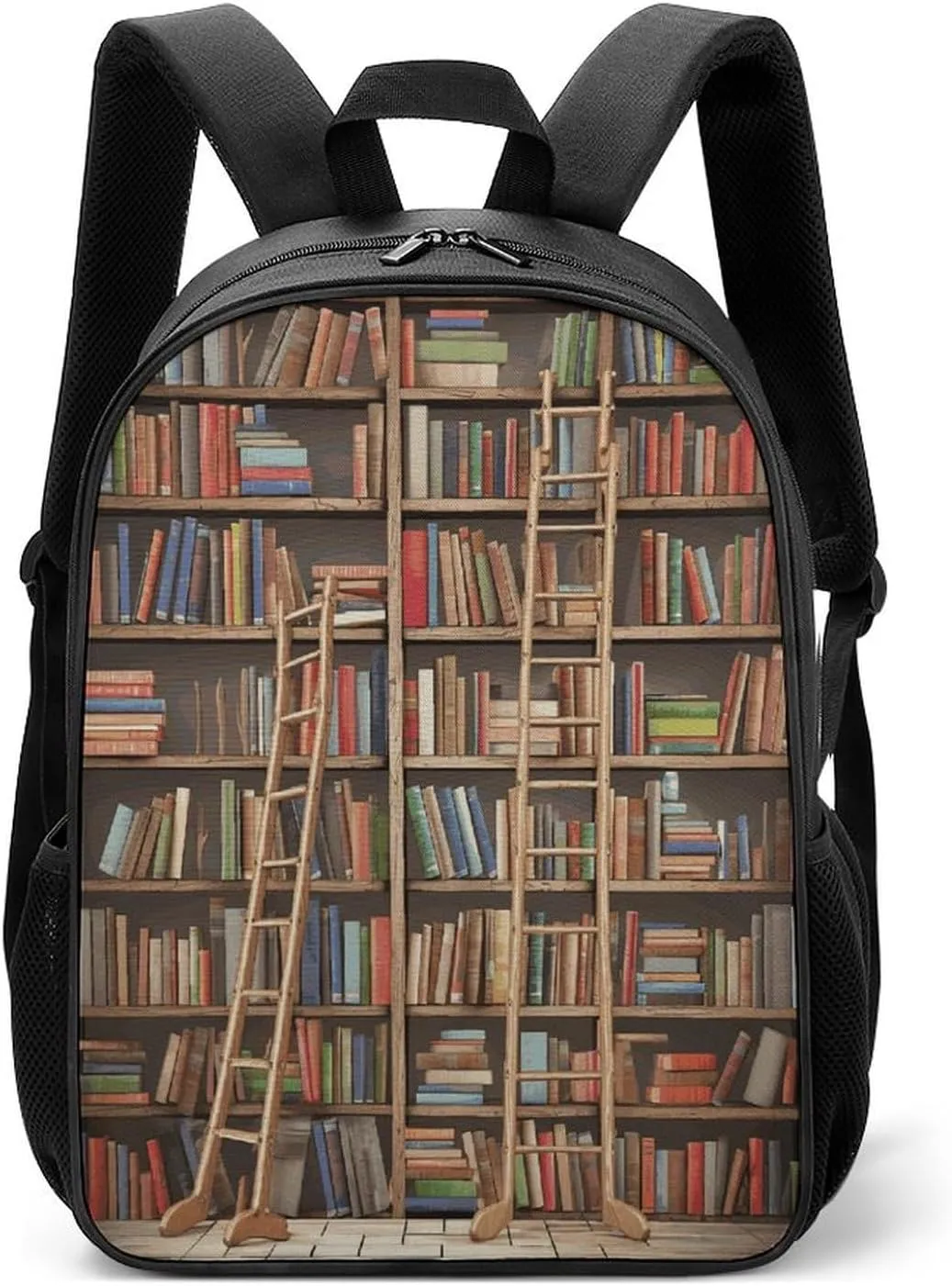 Lightweight Backpacks Cute Travel Bag Durable Funny Book Shelves Collection And Ladder Printing Small Travel Backpack For Women & Men