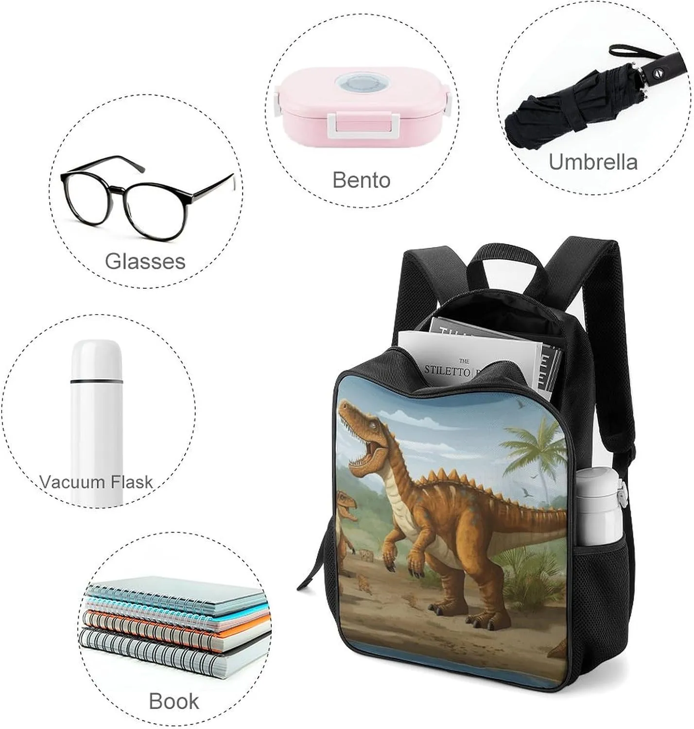 Lightweight Backpacks Cute Travel Bag Durable Period Dinosaur Printing Small Travel Backpack For Women & Men
