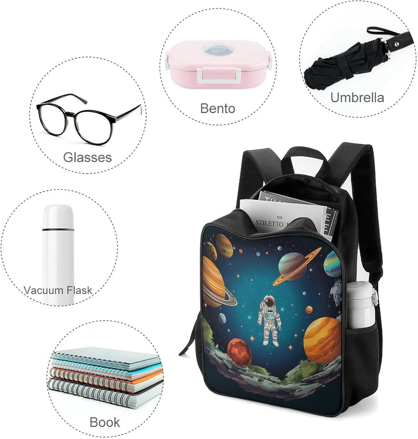 Lightweight Backpacks Cute Travel Bag Durable Rocket Astronaut Printing Small Travel Backpack For Women & Men