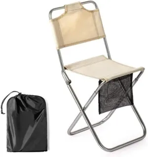 Lightweight Camping Chair Folding Camping Chair Outdoor Fishing Chair Picnic BBQ Seat Ultralight Aluminum Alloy Camping Stool with Storage Bag Outdoor Hiking (Color : White)