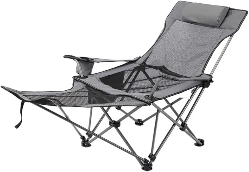 Lightweight Camping Chair Folding Recliner Chair Camping Folding Chair Beach Sun Patio Chaise Lounge Chair Pool Lawn Lounger Outdoor Hiking (Color : Grey)