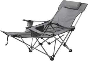 Lightweight Camping Chair Folding Recliner Chair Camping Folding Chair Beach Sun Patio Chaise Lounge Chair Pool Lawn Lounger Outdoor Hiking (Color : Grey)