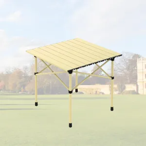 Lightweight Camping Table, Foldable Aluminum Table with Carry Bag, Perfect for Picnic, BBQ, Cooking, and Outdoor Activities Light Yellow 50×53×50cm/19.7×20.9×19.7in