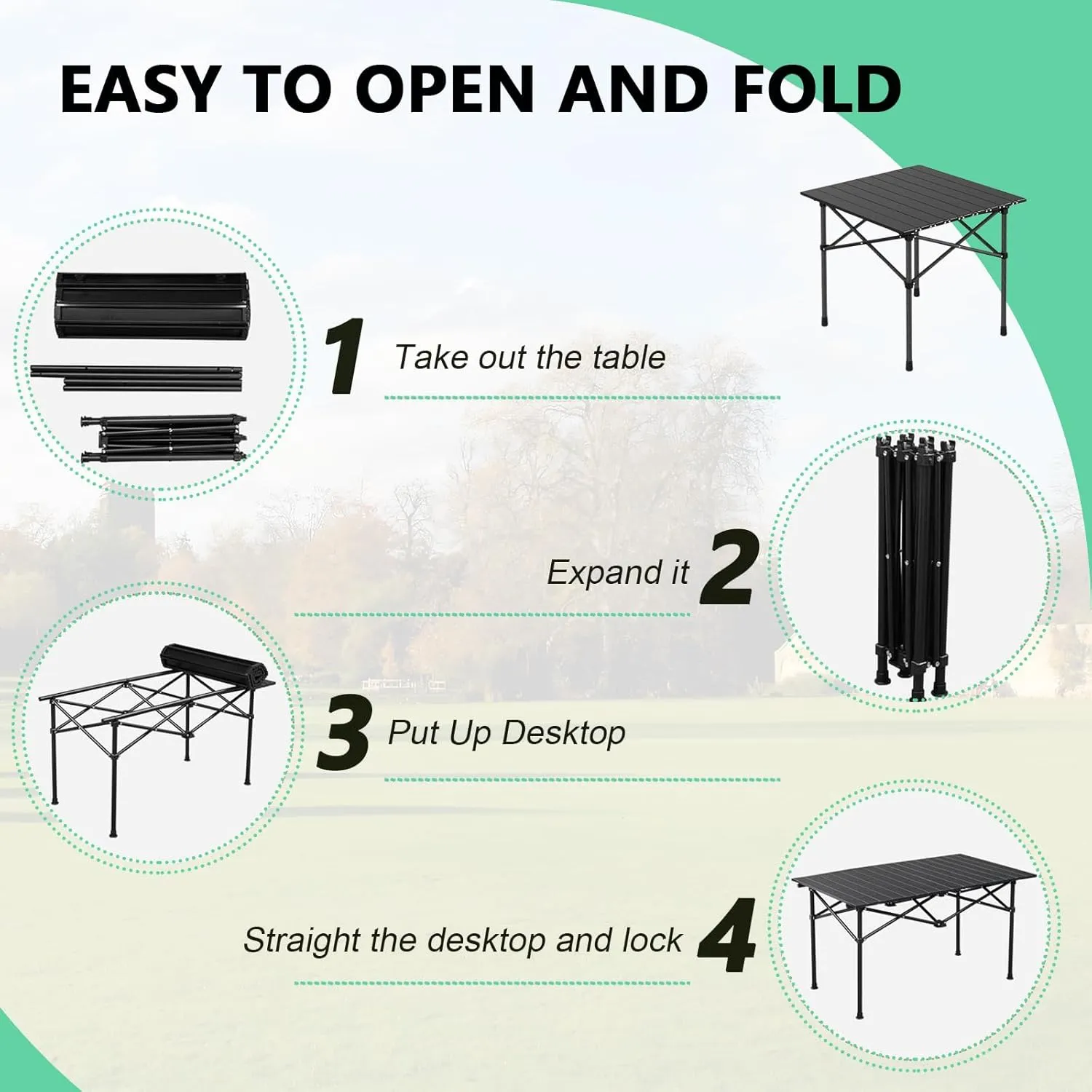 Lightweight Camping Table, Foldable Aluminum Table with Carry Bag, Perfect for Picnic, BBQ, Cooking, and Outdoor Activities Light Yellow 50×53×50cm/19.7×20.9×19.7in