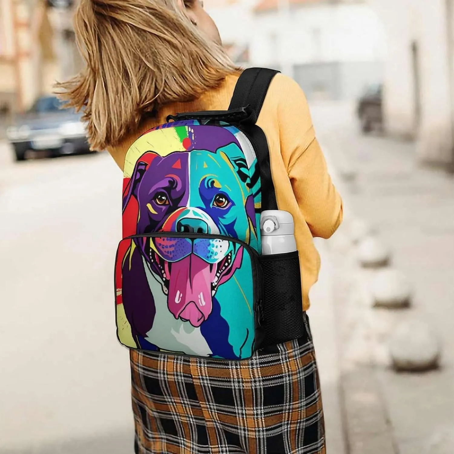 Lightweight Daypack for Camping Business Walking Cycling - Large Capacity Anti-Theft Multipurpose Bookbag, American Pit Bull Terrier Dog Art Gym Outdoor Hiking Backpack