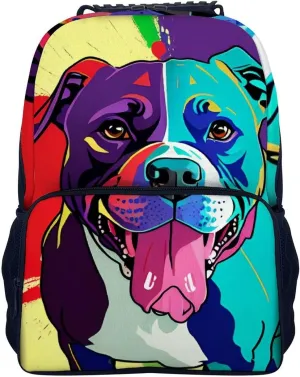 Lightweight Daypack for Camping Business Walking Cycling - Large Capacity Anti-Theft Multipurpose Bookbag, American Pit Bull Terrier Dog Art Gym Outdoor Hiking Backpack