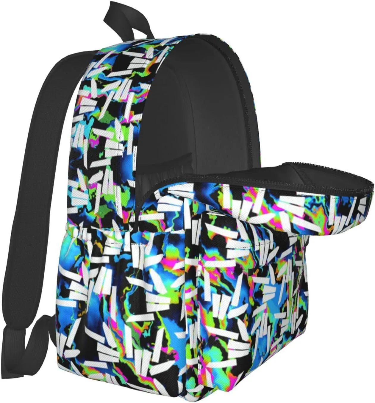 Lightweight Hiking Daypacks Large-Capacity Backpack With Full Print, Adjustable Shoulder Straps, Black5