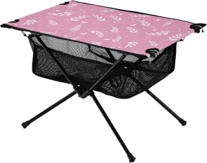 linqin Foldable Table Outdoor Pink Flowers Leaves Compact Outdoor Kitchen for Park Garden Beach Travel