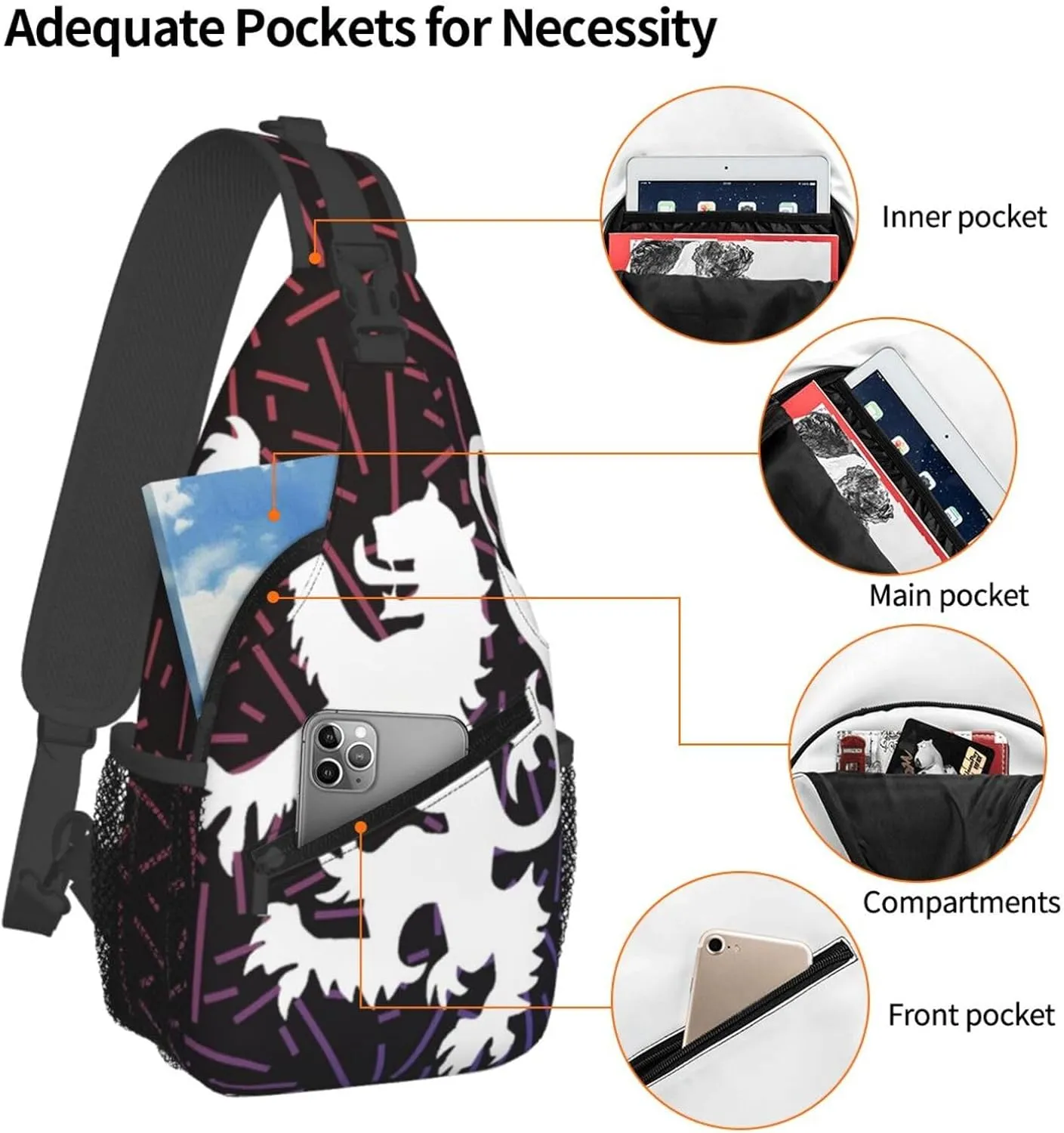 Lion Rampant Scotland Small Crossbody Backpack Sling Bag For Men Women Mini One Shoulder Chest Bags Gym Sport Travel Hiking Daypack