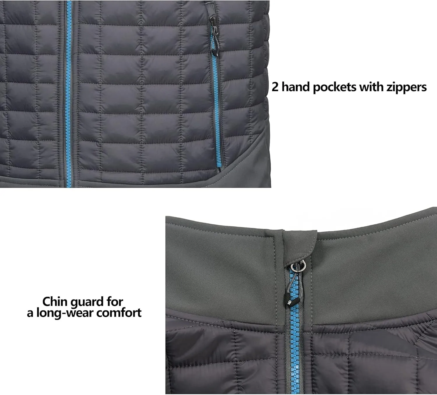 Little Donkey Andy Men’s Lightweight Puffer Vest, Warm Outdoor Sleeveless Jacket for Hiking Travel Running