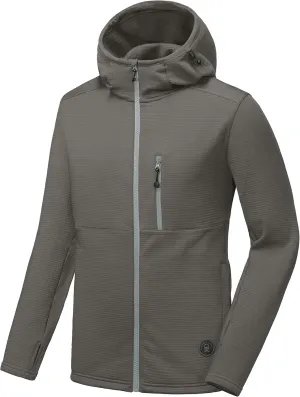 Little Donkey Andy Men's Winter Lightweight Warm Fleece Running Jacket Breathable Hooded Thermal Jacket with Thumb Holes