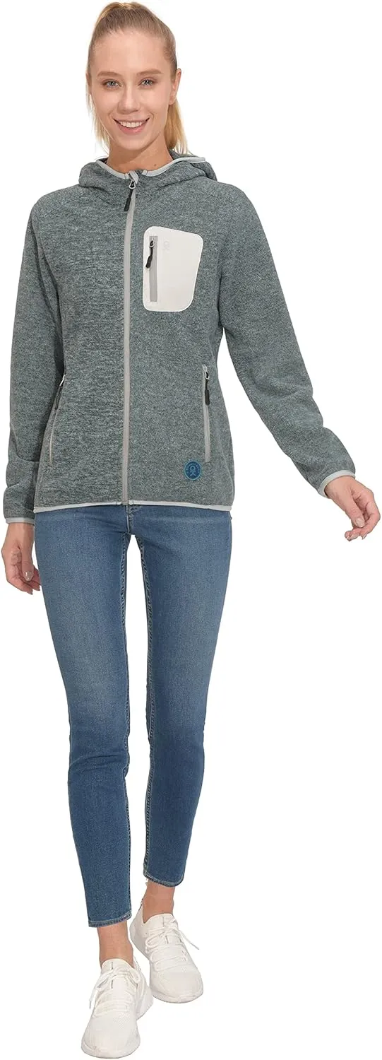 Little Donkey Andy Women's Lightweight Warm Polar Fleece Running Jacket Hooded Full-Zip Thermal Coat Hiking Travel Casual