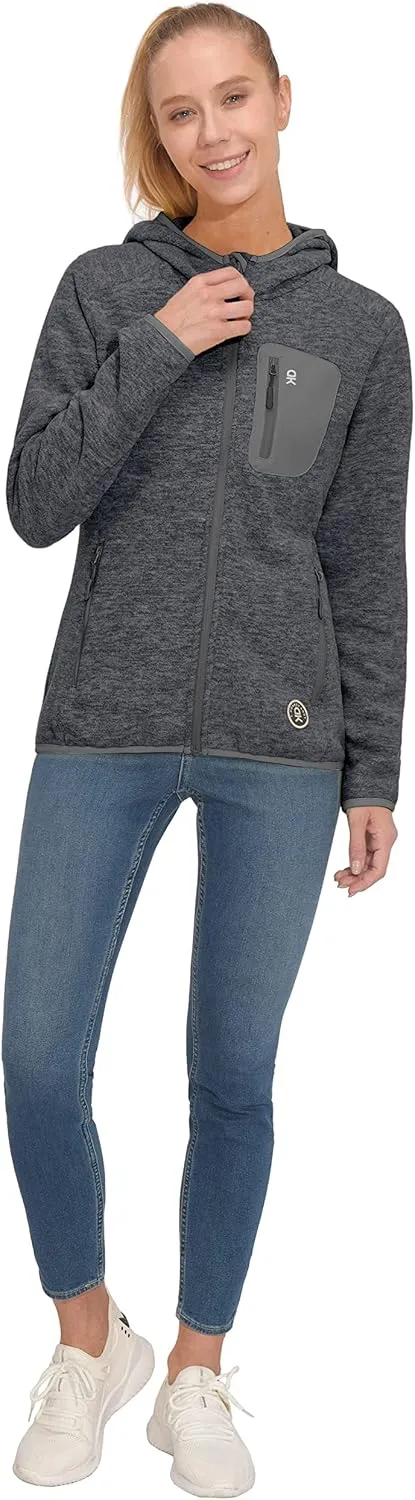 Little Donkey Andy Women's Lightweight Warm Polar Fleece Running Jacket Hooded Full-Zip Thermal Coat Hiking Travel Casual