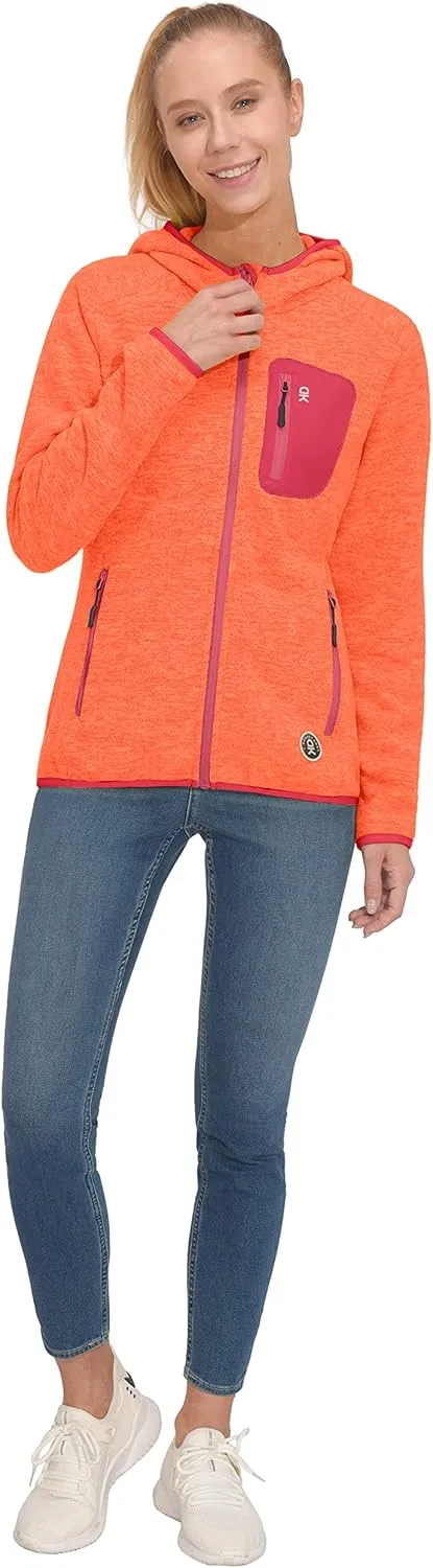 Little Donkey Andy Women's Lightweight Warm Polar Fleece Running Jacket Hooded Full-Zip Thermal Coat Hiking Travel Casual