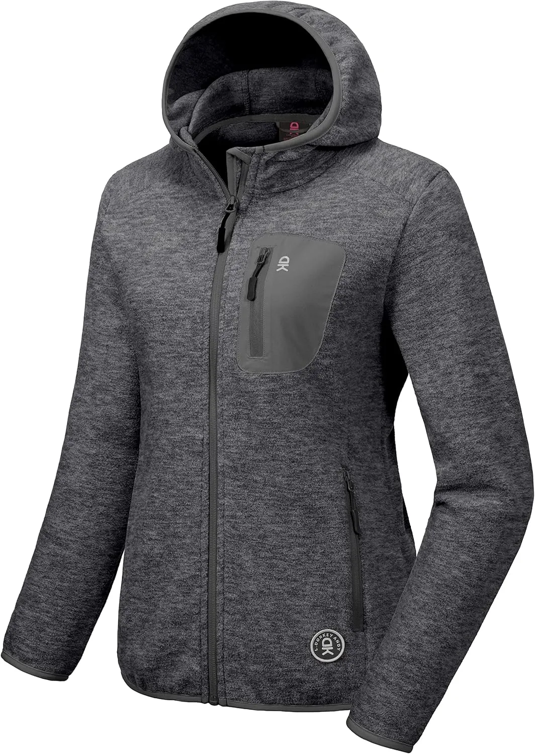 Little Donkey Andy Women's Lightweight Warm Polar Fleece Running Jacket Hooded Full-Zip Thermal Coat Hiking Travel Casual