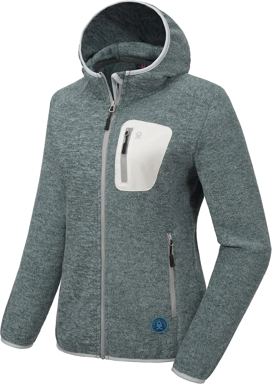 Little Donkey Andy Women's Lightweight Warm Polar Fleece Running Jacket Hooded Full-Zip Thermal Coat Hiking Travel Casual