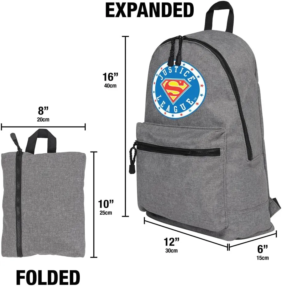 LOGOVISION Justice League Superman Athletic Logo Lightweight Backpack for Work School Daily Use Packable for Travel