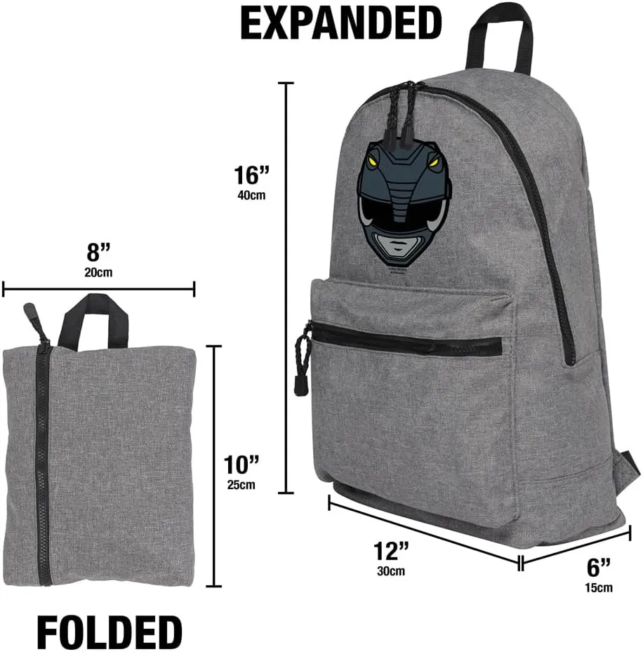 LOGOVISION Power Rangers Black Ranger Helmet Lightweight Backpack for Work School Daily Use Packable for Travel