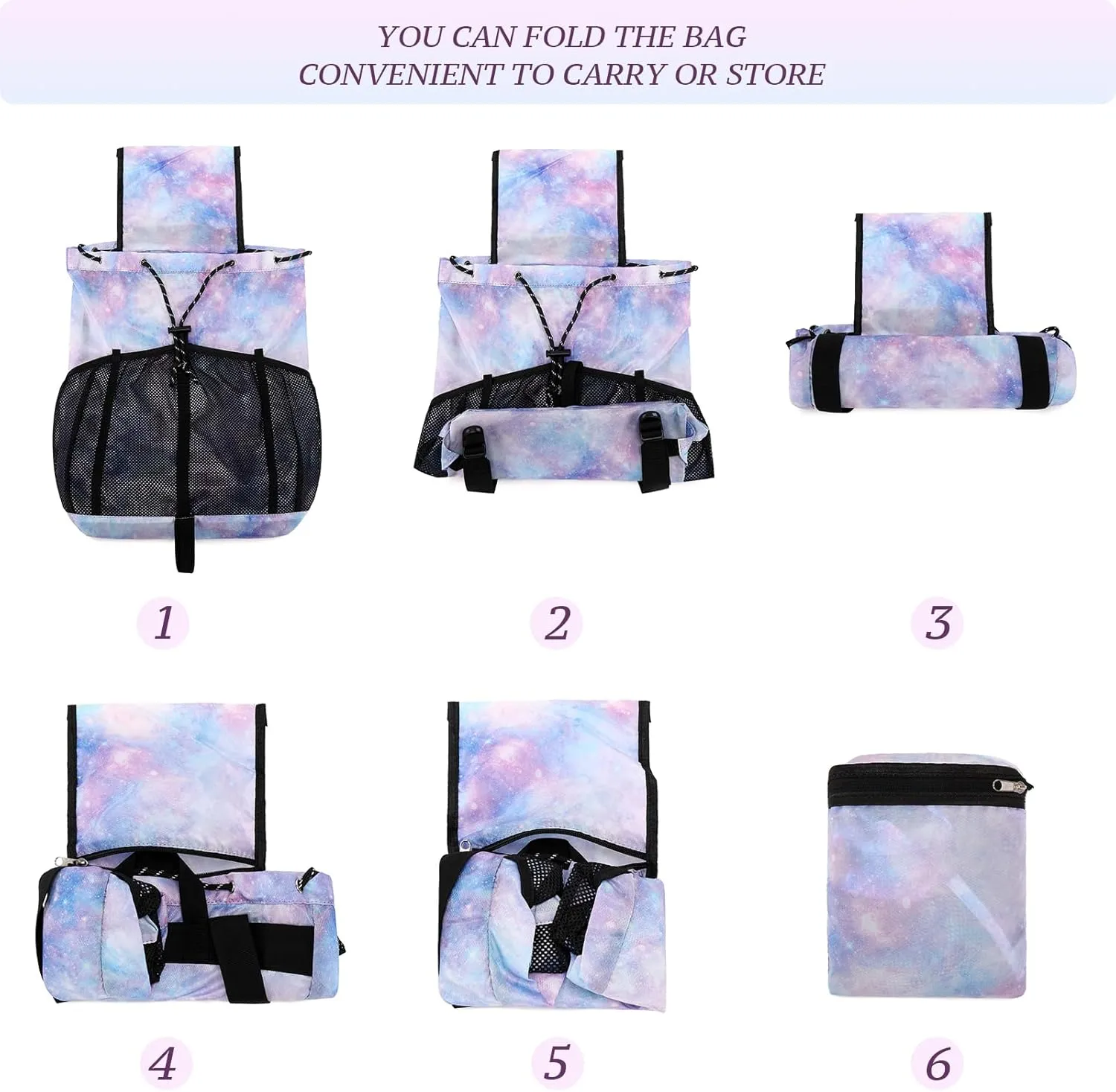 Lohol Lightweight Nylon Drawstring Backpack with Mesh Pockets for Women Men, Water Resistant String Bag for Sports Beach Swimming Camp Travel (Rose Pink)