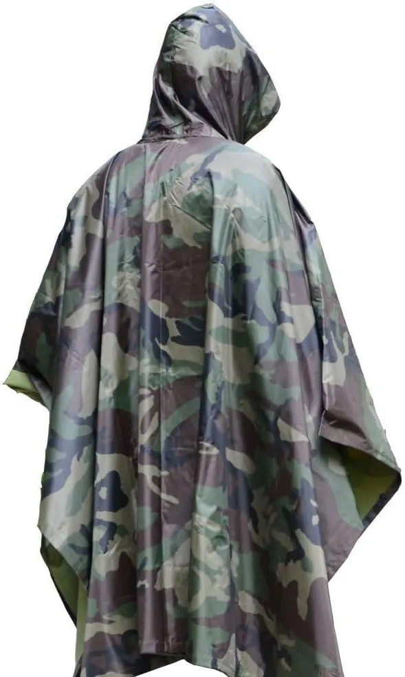 LOOGU Camo Rain Poncho with Hood Waterproof Lightweight Raincoat Rain Gear Men Women Outdoor Camping Hunting Hiking Fishing
