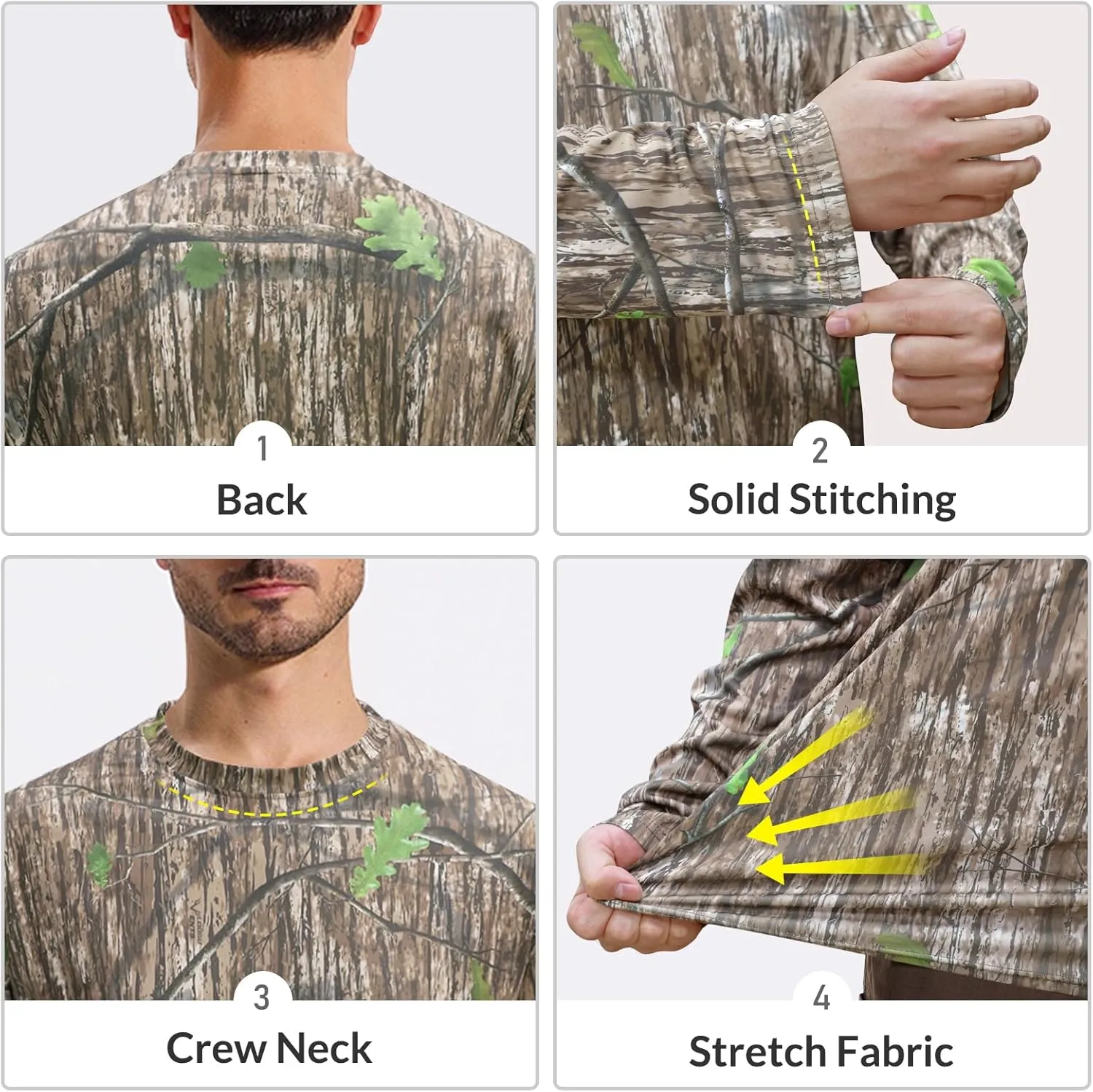 LOOGU Men’s Hunting Camo Shirt Lightweight, Camouflage Shirts for Men Long Sleeve Shirt for Fishing Hiking Camping