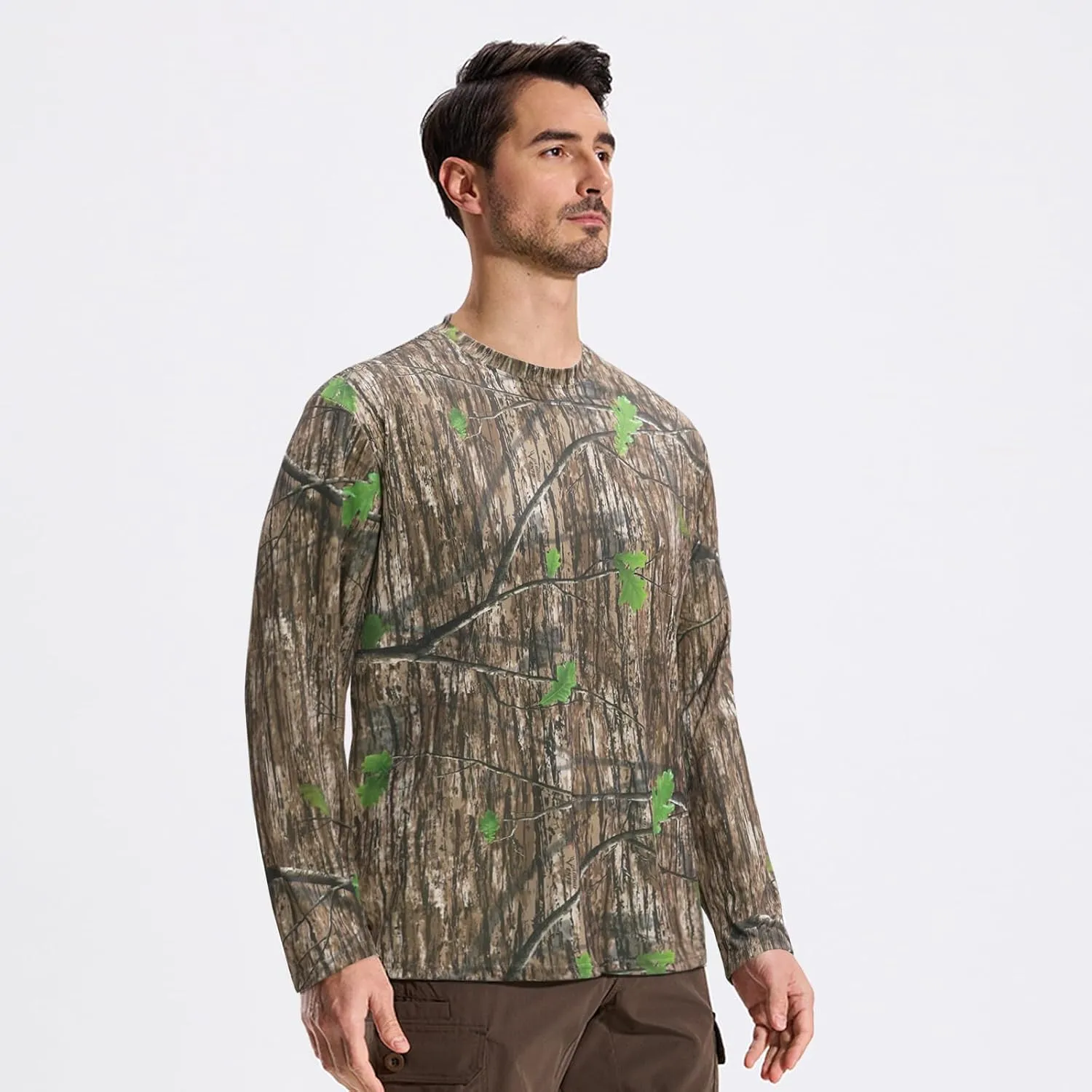 LOOGU Men’s Hunting Camo Shirt Lightweight, Camouflage Shirts for Men Long Sleeve Shirt for Fishing Hiking Camping