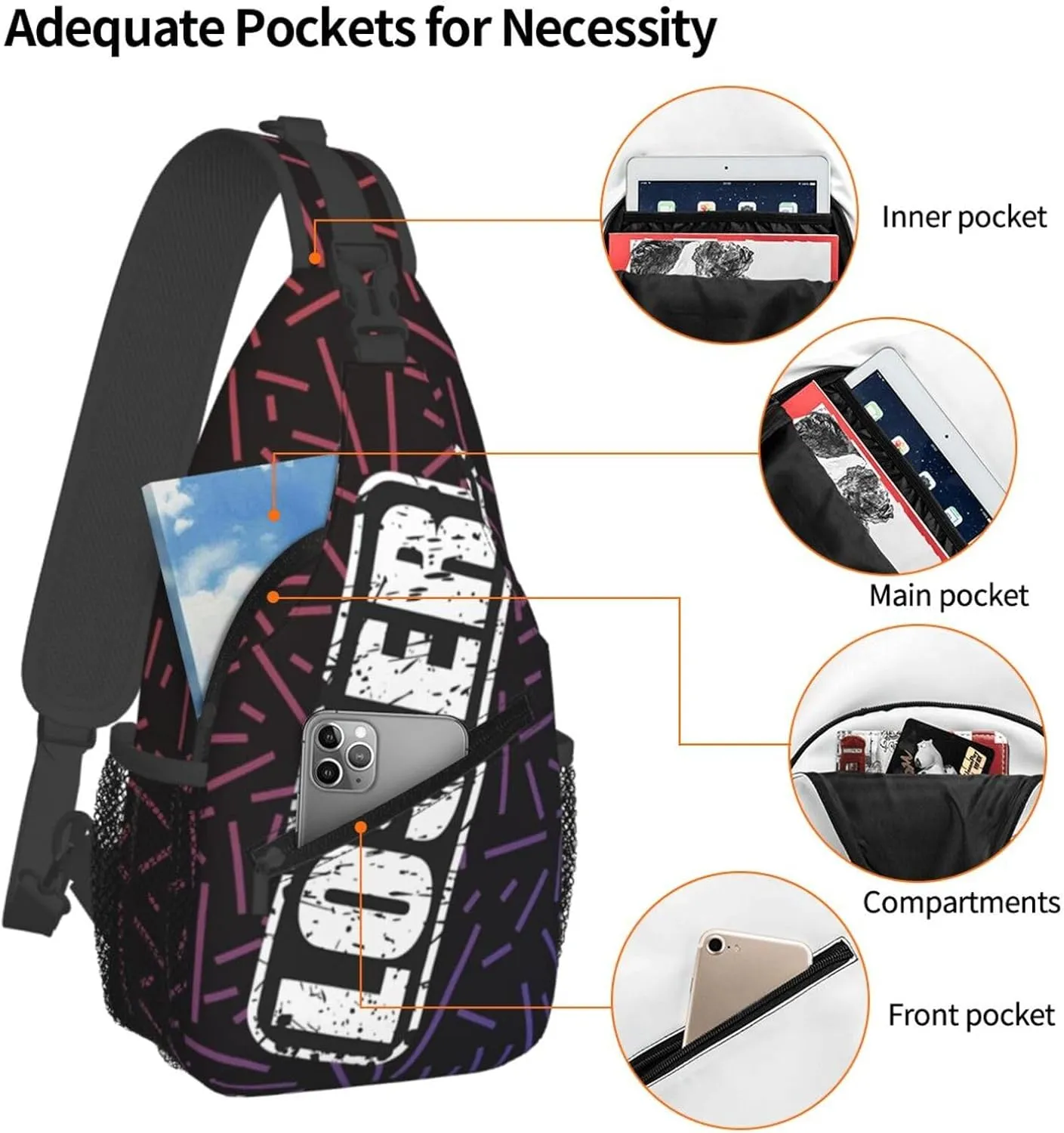Loser Crossbody Backpack Chest Shoulder Bag Lightweight One Strap Travel Hiking Daypack