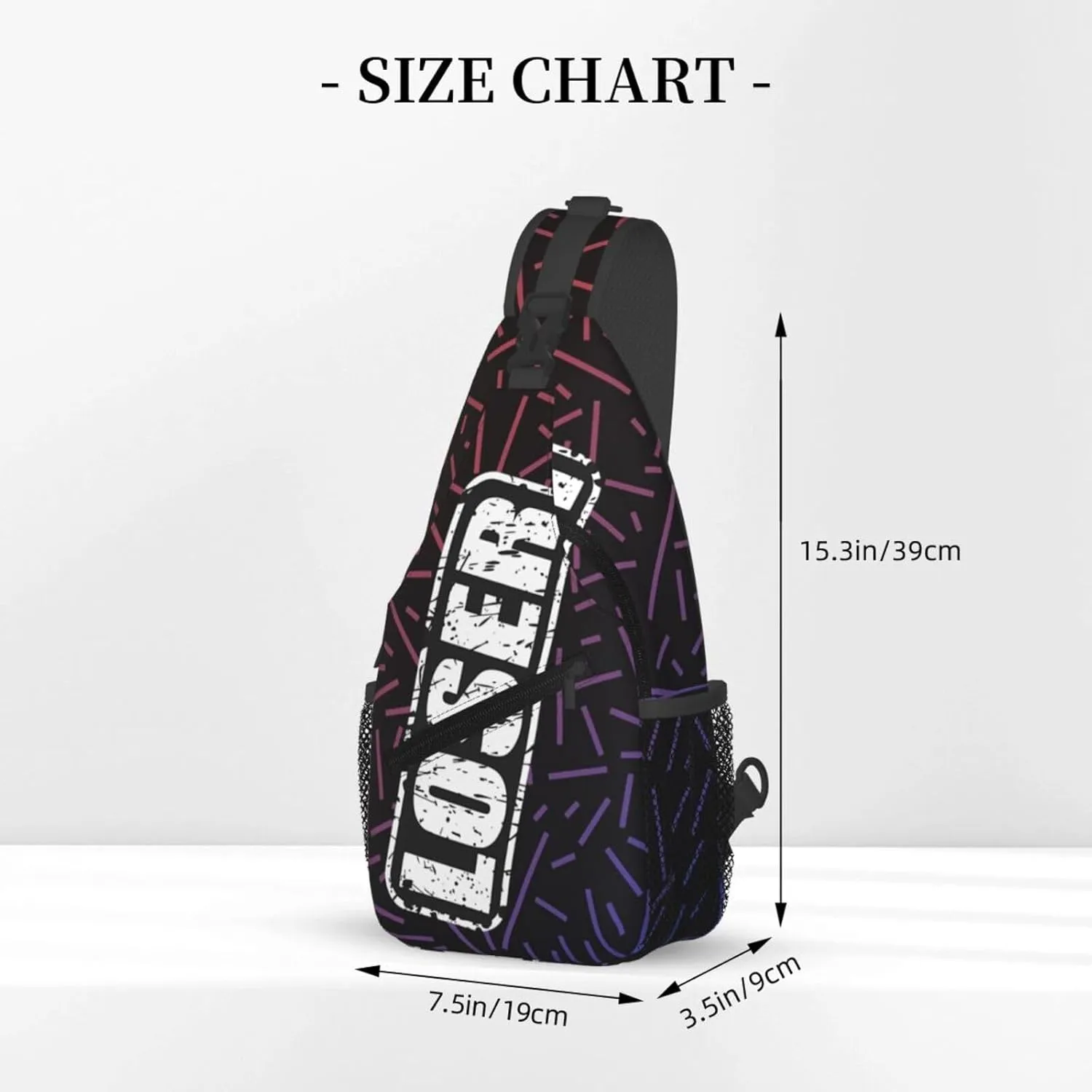 Loser Crossbody Backpack Chest Shoulder Bag Lightweight One Strap Travel Hiking Daypack