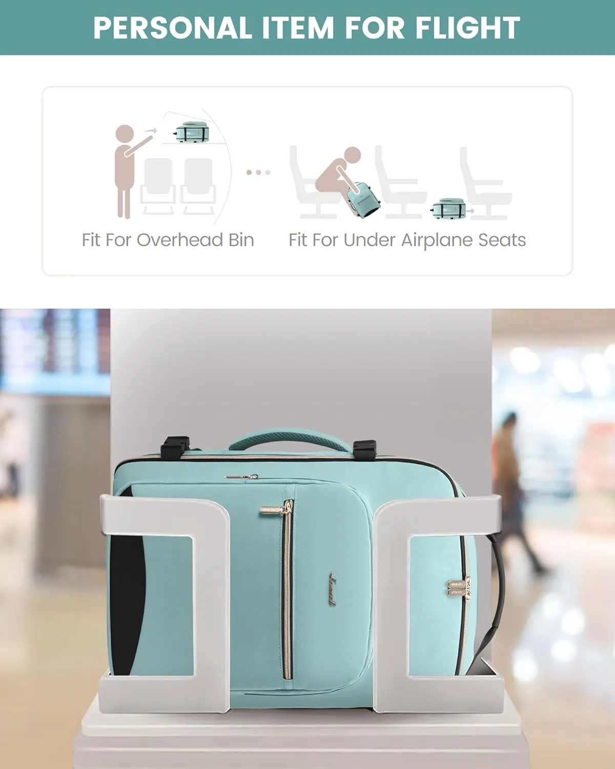LOVEVOOK Carry on Backpack, 50L Travel Backpack as Personal Item Flight Approved, Waterproof Large 18inch Laptop Luggage Daypack Business Weekender Overnight with 3 Packing Cubes, Mint green