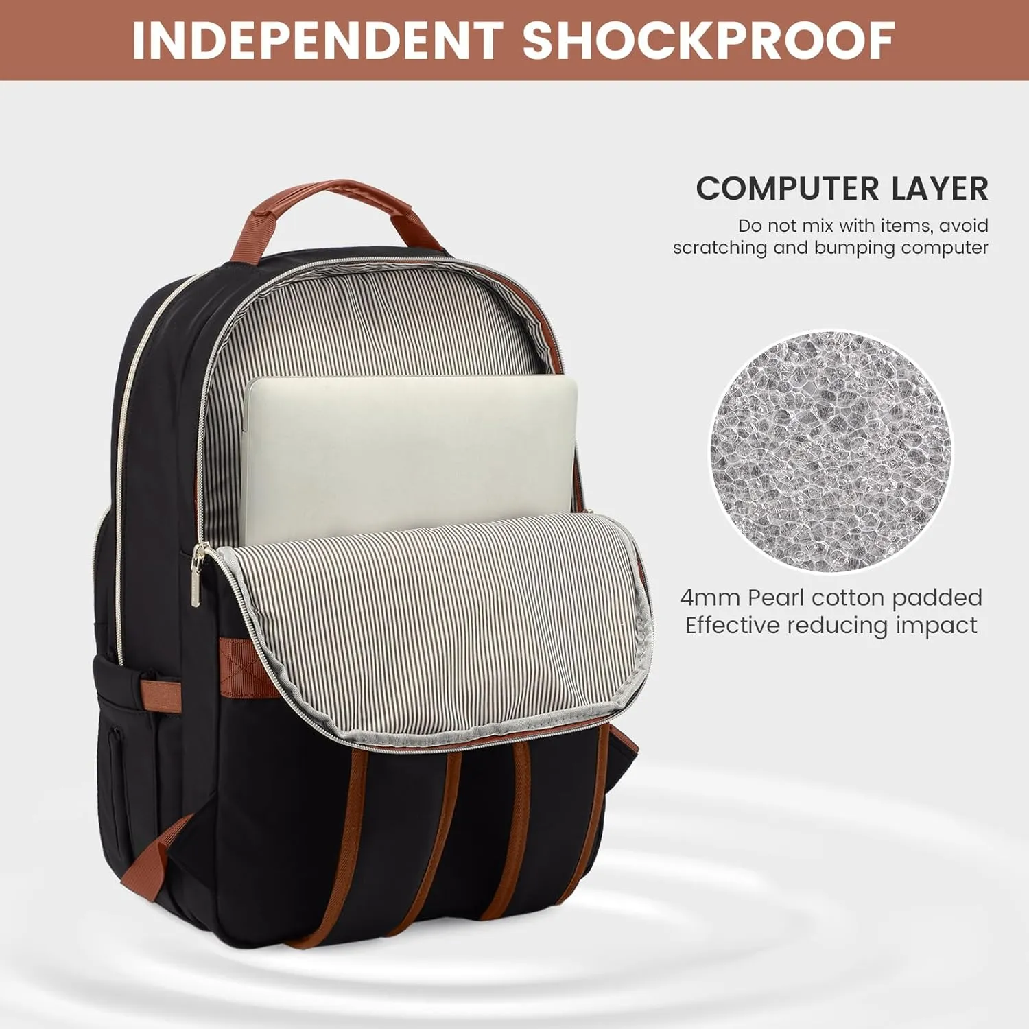 LOVEVOOK Laptop Backpack for Women 15.6 inch,Cute Womens Travel Backpack Purse,Professional Laptop Computer Bag,Waterproof Work Business College Teacher Bag Carry on Backpack with USB Port,Black Brown